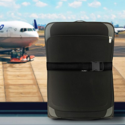Elasticated Luggage Strap - One Size Fits All Shown in Black Colour Shown on Suitcase
