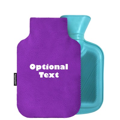personalised mini hot water bottle mini 750ml fleece fabric and removable cover personalised with text