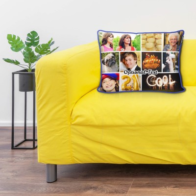 Photo Collage Cushion with Natural Coloured Fabric Back
