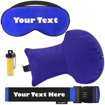 Travel Accessory Gift Set with Travel Pillow, Personalised Combination Luggage Strap and Silk Mask and Earplugs