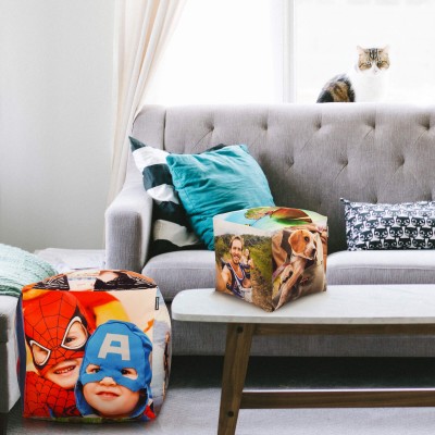Photo Upload Cube Cushions Shown in Lifestyle Image