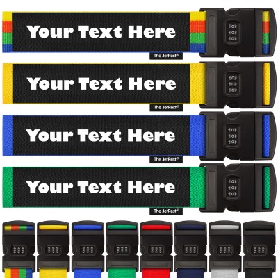 4 Pack of Personalised Luggage Straps with Combination Lock