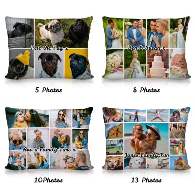 Double-Sided Collage Photo Cushion Photo Layout Options