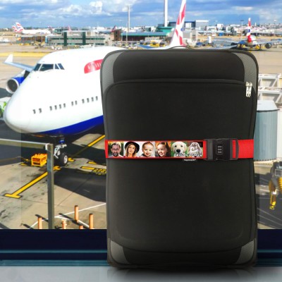 Personalised Luggage Strap with Photo Print (UK Made Suitcase Straps) Standard Buckle or Combination Lock
