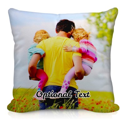 Personalised Square Photo Cushion with Optional Personalised Text