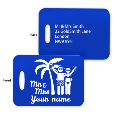 Mr &amp; Mrs Luggage Tags showing both sides