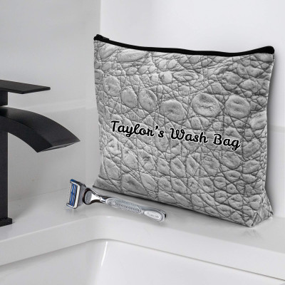 Personalised Wash Bag Being used in the Bathroom