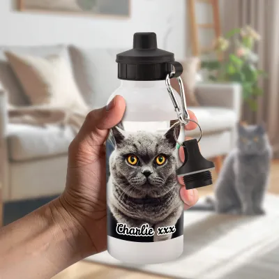 Personalised Water Bottle with Photo Upload and Personalised Text from HappySnapGifts®