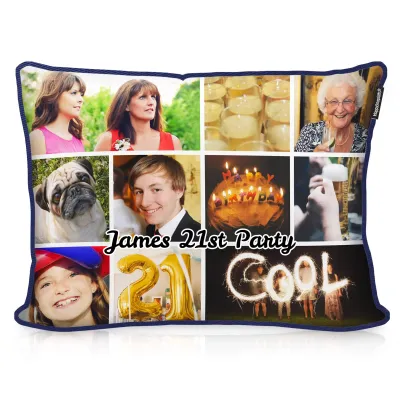 Photo Collage Cushion with Personalised Text from HappySnapGifts®