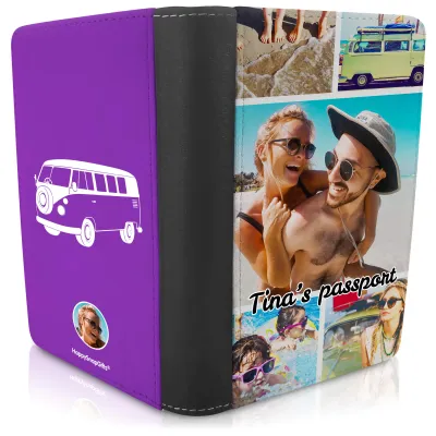 (UK Standard 21cm) (Camper Van Icon) Purple (Personalised with Text)