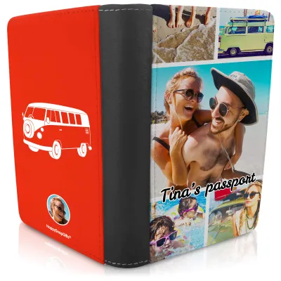 (UK Standard 21cm) (Camper Van Icon) Red (Personalised with Text)