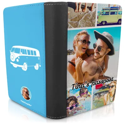 (UK Standard 21cm) (Camper Van Icon) Sky Blue (Personalised with Text)