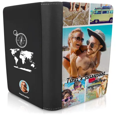 (UK Standard 21cm) (Globe and Compass Icon) Black (Personalised with Text)