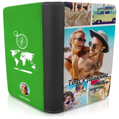 (UK Standard 21cm) (Globe and Compass Icon) Bright Green (Personalised with Text)