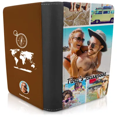 (UK Standard 21cm) (Globe and Compass Icon) Brown (Personalised with Text)