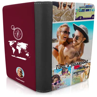 (UK Standard 21cm) (Globe and Compass Icon) Burgundy (Personalised with Text)