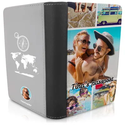 (UK Standard 21cm) (Globe and Compass Icon) Grey (Personalised with Text)