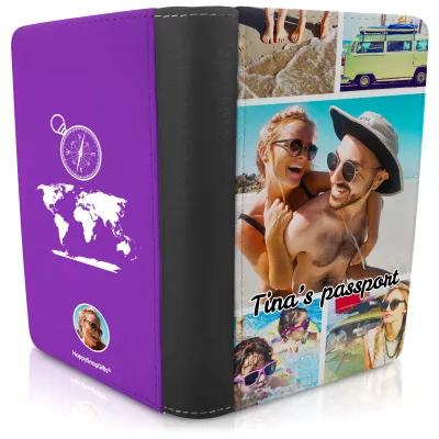 (UK Standard 21cm) (Globe and Compass Icon) Purple (Personalised with Text)