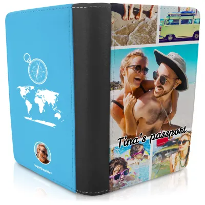 (UK Standard 21cm) (Globe and Compass Icon) Sky Blue (Personalised with Text)