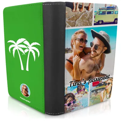 (UK Standard 21cm) (Palm Trees Icon) Bright Green (Personalised with Text)