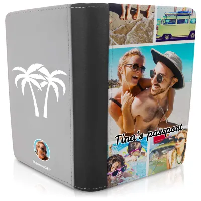 (UK Standard 21cm) (Palm Trees Icon) Grey (Personalised with Text)