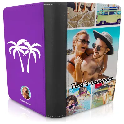 (UK Standard 21cm) (Palm Trees Icon) Purple (Personalised with Text)