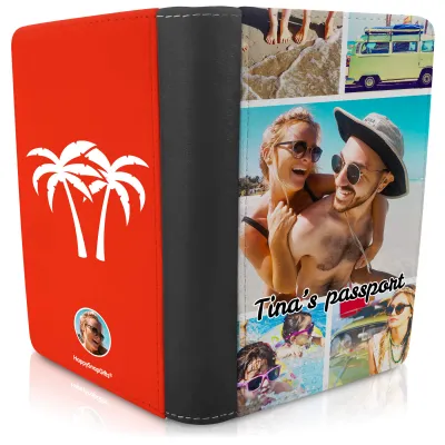 (UK Standard 21cm) (Palm Trees Icon) Red (Personalised with Text)