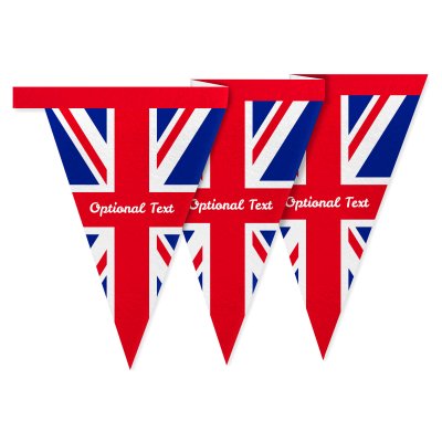- 1 Metre with 8 Flags (20cm) with Red, White and Blue Union Jack Design Mock Suede Polyester Fabric