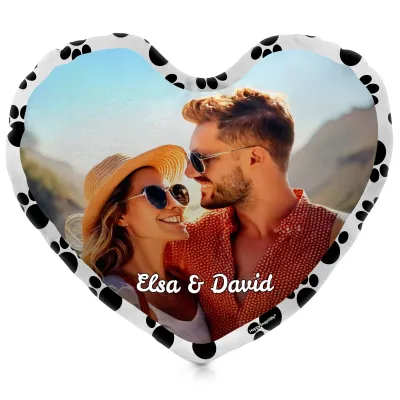 (40cm Heart) - Paws Print Soft Velvet Polyester Fabric (Personalised with Text)