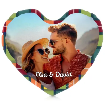 (40cm Heart) - Tartan Check Soft Velvet Polyester Fabric (Personalised with Text)