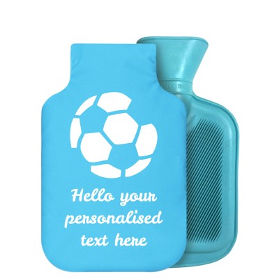 800ml (Football Icon) Sky Blue Soft Velvet Polyester Fabric Removable Cover (Personalised with Text)
