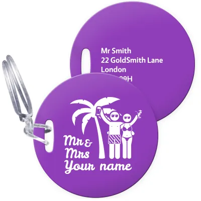 (10cm Circle) (Mr & Mr Cheers) Purple with Clear Loop (Personalised with Text)