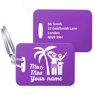 (10cm x 7cm) (Mr & Mr Cheers) Purple with Clear Loop (Personalised with Text)