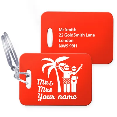 (10cm x 7cm) (Mrs & Mrs Cheers) Red with Clear Loop (Personalised with Text)