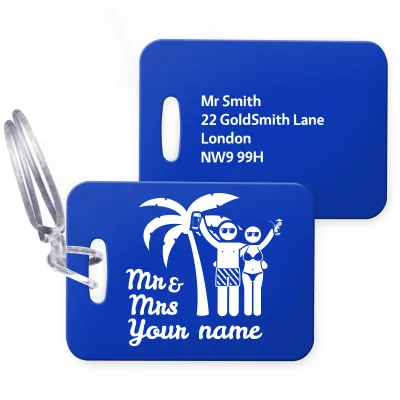 (10cm x 7cm) (Mr & Mrs Cheers) Royal Blue with Clear Loop (Personalised with Text)