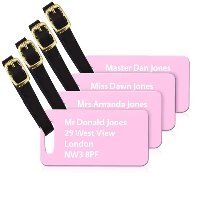 (9cm x 4.5cm) Baby Pink with Leather Strap (Personalised with Text)