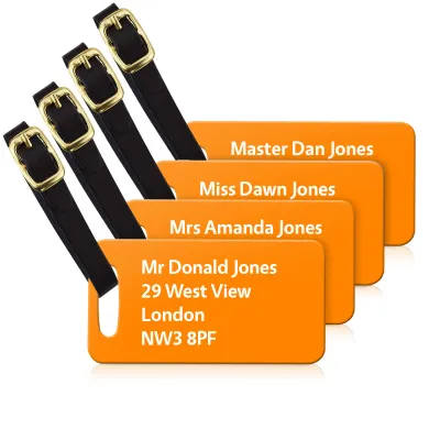 (9cm x 4.5cm) Burnt Orange with Leather Strap (Personalised with Text)