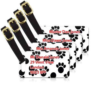 (9cm x 4.5cm) - Paws Print with Leather Strap (Personalised with Text)