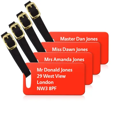 (9cm x 4.5cm) Red with Leather Strap (Personalised with Text)