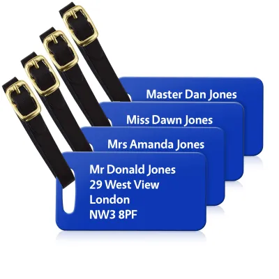 (9cm x 4.5cm) Royal Blue with Leather Strap (Personalised with Text)