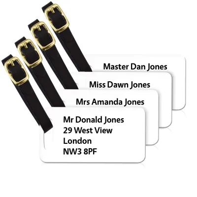 (9cm x 4.5cm) White with Leather Strap (Personalised with Text)