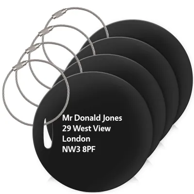 (10cm Circle) Black with Metal Loop (Personalised with Text)
