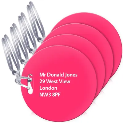 (10cm Circle) Hot Pink (Fuchsia) with Clear Loop (Personalised with Text)