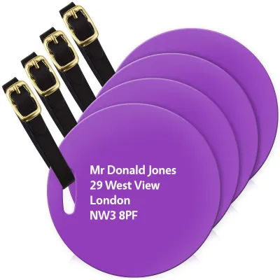 (10cm Circle) Purple with Leather Strap (Personalised with Text)