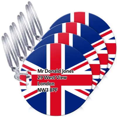 (10cm Circle) - Union Jack with Clear Loop (Personalised with Text)