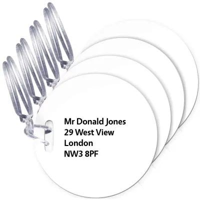 (10cm Circle) White with Clear Loop (Personalised with Text)