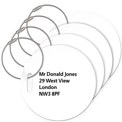 (10cm Circle) White with Metal Loop (Personalised with Text)