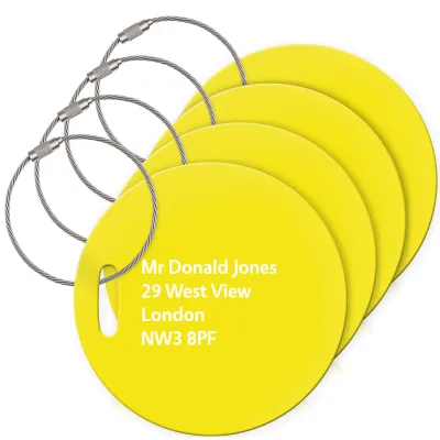 (10cm Circle) Yellow with Metal Loop (Personalised with Text)