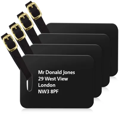 (10cm x 7cm) Black with Leather Strap (Personalised with Text)