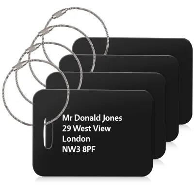 (10cm x 7cm) Black with Metal Loop (Personalised with Text)